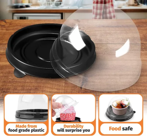 Vista 3 de Paquete de 50 cajas de golosinas para cupcakes para postres – 2.8 x 2.8 pulgadas de plástico de grado alimenticio Mini cajas para cupcakes