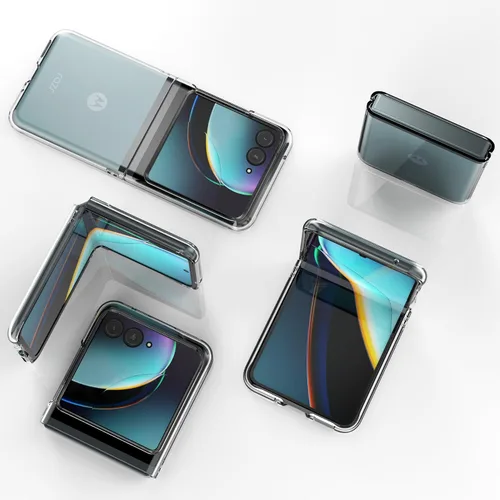 Vista 7 de Foluu Funda para Motorola Razr+ 2023, funda protectora de policarbonato duro transparente para Moto Razr+ 2023 (transparente)