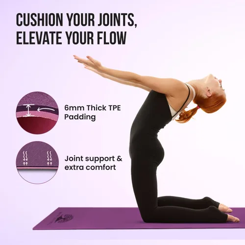 Vista 5 de Live Well - Tapete de yoga TPE para mujer, antideslizante, con correa, extra grueso de 0.236 pulgadas, color rosa, para entrenamiento en casa y uso