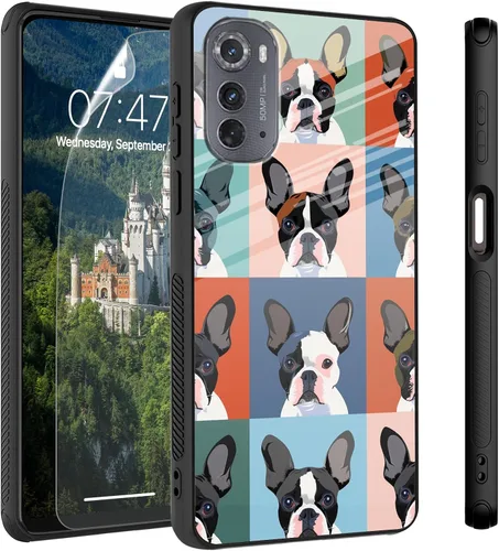 Vista 39 de Funda para Motorola Moto Edge 2022, cubierta trasera de vidrio templado con protector de pantalla, protección a prueba de golpes para Motorola Moto