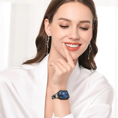 Vista 6 de wipalor Correa de trébol de cuatro hojas para Apple Watch para mujer de 42mm 41mm 40mm 38mm, correas delgadas iWatch para mujer, correas metálicas