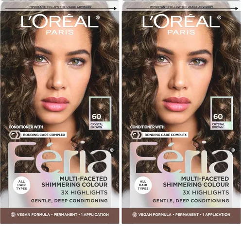 Vista 51 de L'Oreal Paris Feria - Tinte permanente brillante multifacético para el cabello, tinte de alta intensidad para reflejos 3X, 10 negro azabache