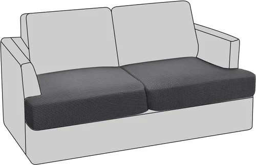 Vista 22 de PrinceDeco Funda elástica para sofá biplaza con cojín en forma de T para sofá de 2 cojines, funda de asiento con parte inferior elástica, apta