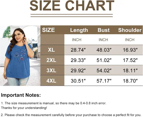 Vista 5 de Camiseta de verano para mujer, talla grande, con diente de león, manga corta, cuello redondo, holgada, casual