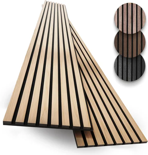 Vista 16 de Paquete de 2 paneles de madera para pared, paneles de pared de listones de madera acústicos, paneles de madera insonorizados para decoración