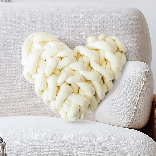 Vista 11 de Almohada anudada nórdica en forma de corazón Almohada decorativa tejida a mano Cojín Cojín Decoración de habitación Aqua