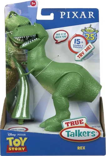 Vista 6 de Mattel DisneyPixar Toy Story 4 True Talkers Figura Rex, 7.8 in / 19.81 cm de altura Posable, Figura de personaje parlante con apariencia auténtica