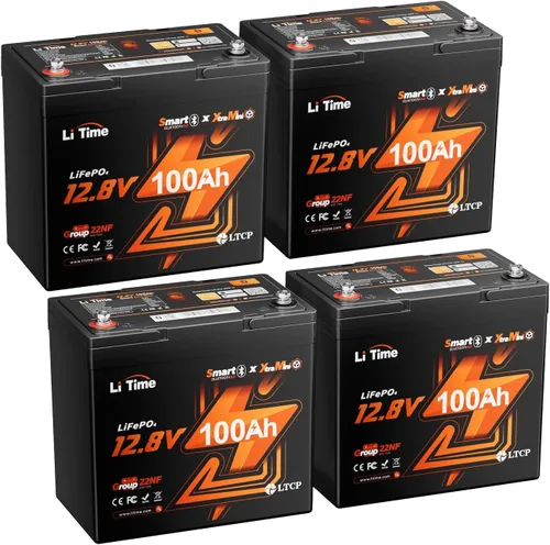 Vista 13 de Litime Batería de litio Xtra-Mini LiFePO4 de 12 V 100 Ah con Bluetooth y BMS de 100 A, mini batería de litio de 12 voltios, máximo 15000 ciclos