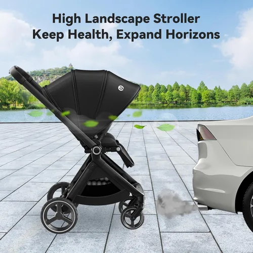 Vista 15 de EMU - Cochecito de bebé con asiento reversible, tamaño completo, con cabina reclinable, compacto y plegable para niños pequeños, para la ciudad al