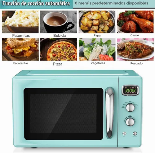 Vista 5 de ARLIME Microondas retro de 0.9 pies cúbicos, horno microondas de encimera Verde