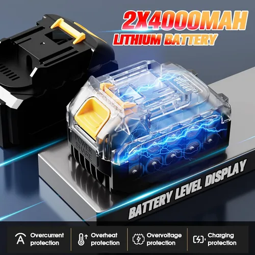 Vista 3 de Pistola pulverizadora de pintura inalámbrica con batería de 2 x 4000 mAh, pistola de pintura eléctrica de mano con 5 boquillas de cobre, recipientes