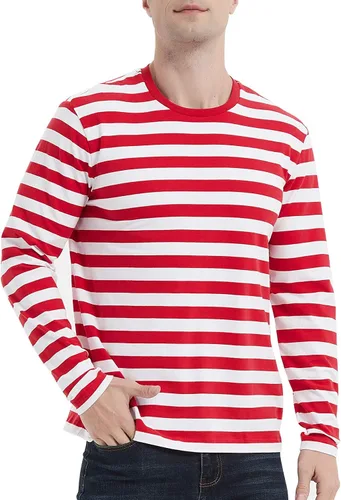 Vista 14 de Casual Black White Striped T-Shirt Mens Long Sleeve Cotton Spandex Crewneck Manga larga (negro y amarillo)
