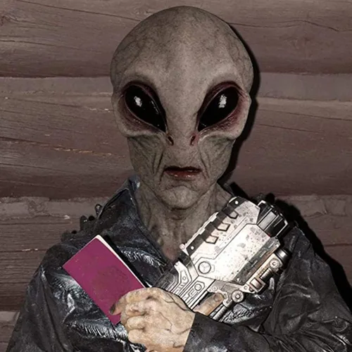 Vista 3 de LECOK Máscara de alienígena aterradora, máscaras realistas de Halloween para adultos, cubierta de cabeza de látex espeluznante, para disfraces