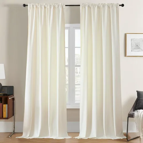 Vista 14 de Joydeco Cortinas de terciopelo negro de 63 pulgadas de largo, 2 paneles, cortinas opacas de lujo con bolsillo para barra, cortinas de ventana