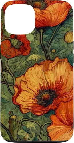 Vista 7 de iPhone 16 Floral Van Gogh Style Poppy Flower Case