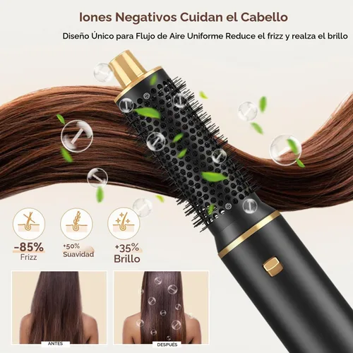 Vista 5 de JINYAWA Cepillo secador de pelo 5 en 1, cepillo de aire caliente, rizador de aire, moldeador de cabello sin daños por calor, cepillo