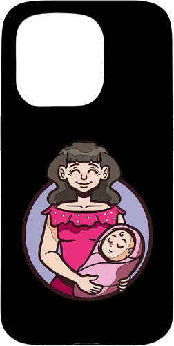 Vista 14 de iPhone XR dibujos animados madre sosteniendo bebé ilustración para niños caso