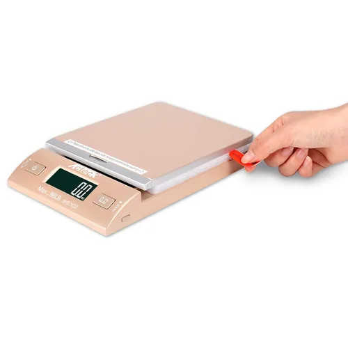 Vista 5 de Acteck 86LBx0.1OZ Envío digital y escala postal con baterías, cable USB y enchufe de CA (dorado)