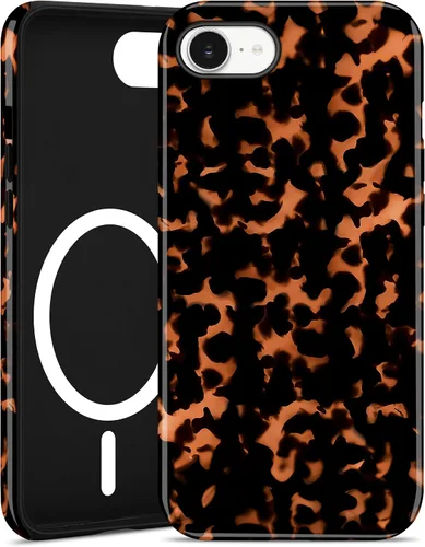 Vista 119 de Jusy Compatible con MagSafe Brown Tortoise Shell Print Phone Case para iPhone 7/8/SE, funda protectora magnética de lujo de TPU suave