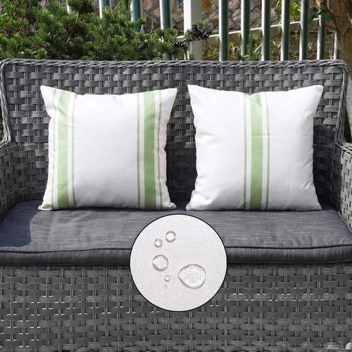Vista 11 de ONWAY Juego de 2 fundas de almohada para exteriores impermeables de 16 x 16 pulgadas, fundas decorativas de lino, fundas de almohada de lino beige