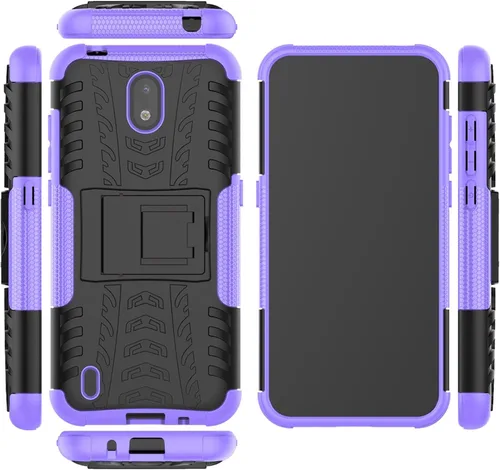Vista 2 de Asuwish Funda de teléfono para Nokia 1.3 con protector de pantalla de vidrio templado y soporte delgado, funda protectora híbrida resistente