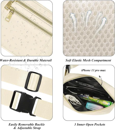 Vista 5 de Capolo - Riñonera para mujeres y hombres, linda bolsa de cinturón de moda con correa ajustable, impermeable, para viajes, entrenamiento, correr