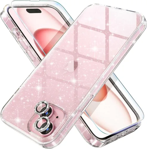 Vista 31 de Choiche, funda para iPhone 14 de mujer, brillante, protección de grado militar, 2 cubiertas de lentes de cámara Diamond, 2 protectores de vidrio