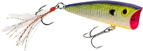 Vista 6 de Rebel Señuelo de pesca Pop-R con plumas Topwater Popper Plateado negro
