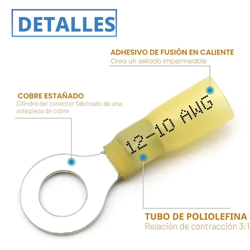 Vista 4 de 90 piezas de conectores de cables termorretráctiles eléctricos - Kit de Oiojuct para alambres marinos y automotrices, surtido de terminales