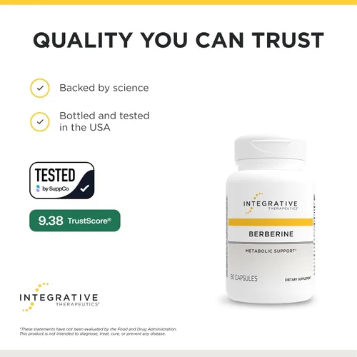 Vista 6 de Integrative Therapeutics Berberina 1500mg - Apoya la salud metabólica y el metabolismo de la energía celular - Probado por terceros - Calidad