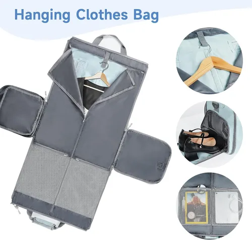Vista 3 de Ytonet Bolsas de ropa plegables para viajes, bolsa de viaje convertible para deportes, Azul, Plegable