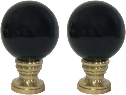 Vista 14 de Royal Designs Esfera de cerámica de 1.75 pulgadas para pantalla de lámpara, blanco, base de latón pulido