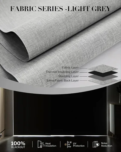 Vista 4 de Graywind - Paneles deslizantes manuales 100% opacos con control de varilla, cortinas para ventanas de privacidad, cortinas para puertas corredizas