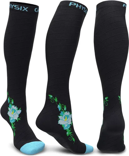 Vista 15 de Physix Gear - Calcetines de compresión 20-30 mmHg, para hombres y mujeres, para correr, enfermeras, espinillas, vuelo, viajes Negro