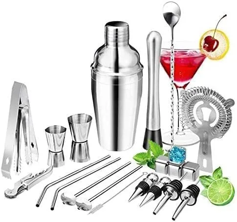Vista 2 de Bartender's Kit 22PCS Coctelera Bar Set Principiante Barman Herramientas Kit Bartending Herramientas