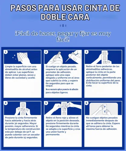 Vista 8 de PHIXBEAR - Cinta adhesiva de doble cara, resistente al calor, 12 almohadillas adhesivas