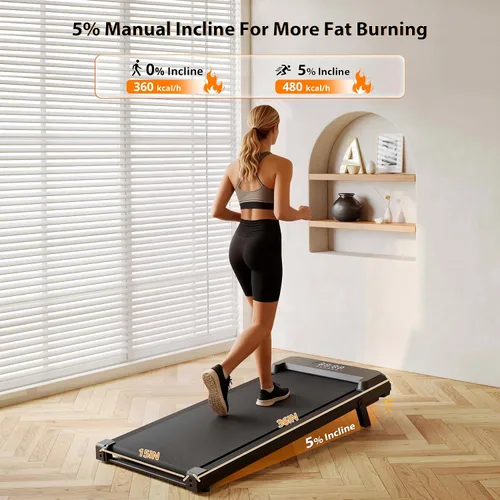 Vista 2 de Walking Pad Treadmill, Under Desk Treadmill for Home/Office with 250 lbs Weight Capacity, 2.5HP Low Noise Walking Pad, Remote Control, LED Display