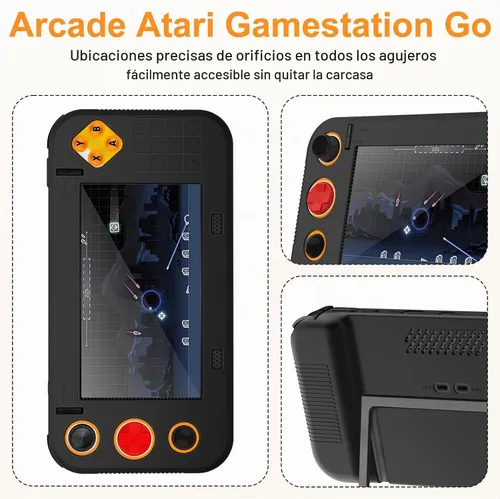 Vista 3 de Funda para Atari Gamestation Go,NOUKAJU Game Console Case,Anti-Drop,Scratch,Shock,Funda protectora de silicona para Atari Gamestation Go Game Negro