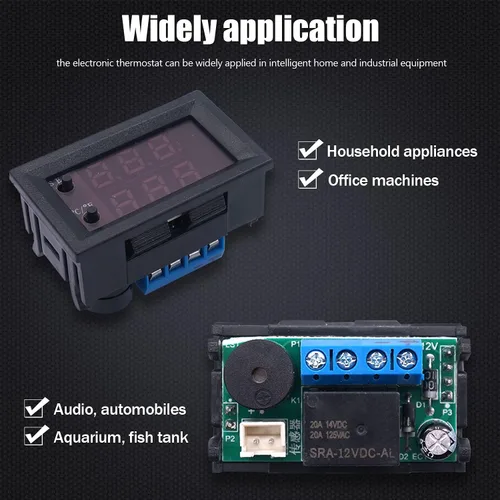 Vista 6 de Twidec Controlador de temperatura /DC 12V programable -50 a 230.0 °F (-58 a 230 °F) Pantalla LED rojo/azul Monitor Módulo de control de termostato
