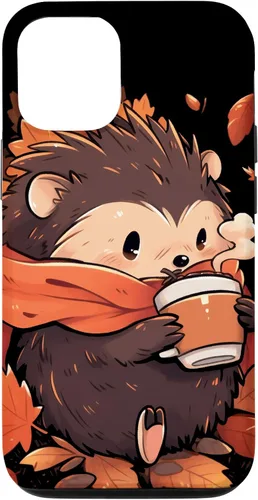 Vista 28 de Hedgehog Fall Autumn Leaves Pumpkin Spice Latte Kawaii Case for iPhone 16