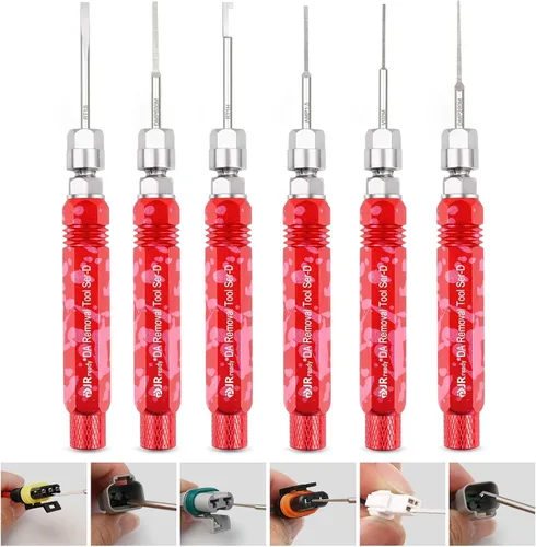 Vista 8 de JRready ST5258 Kit de herramientas extractoras de pines eléctricos con 6 puntas de repuesto para conectores AMP/Metri Pack/TE/JST/Deutsch