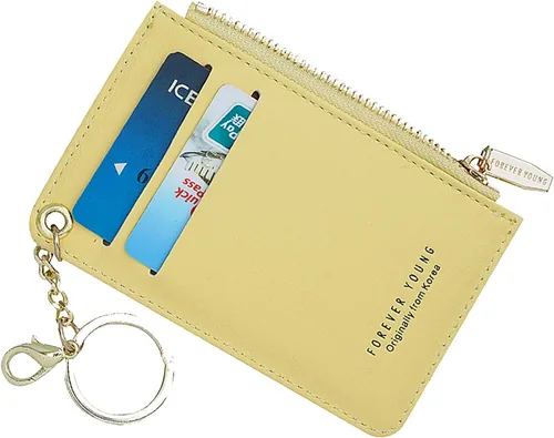 Vista 22 de Carteras pequeñas para mujer, tarjetero de piel delgado, cartera de monedas con llavero
