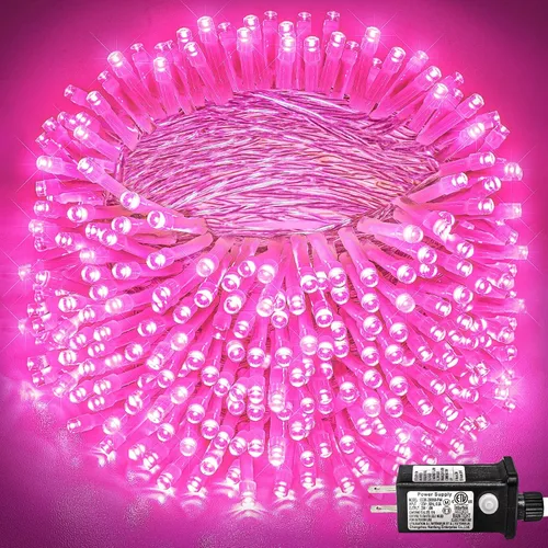 Vista 33 de Guirnalda de 120 luces LED rojas impermeables para exteriores, luces de Navidad rojas de 40 pies, 8 modos, cable transparente, guirnalda de luces