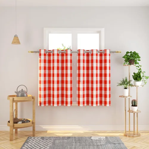 Vista 132 de Cortinas de 24 pulgadas de largo con diseño Buffalo Check Gingham Plaid para ventanas de cocina y baño, tratamiento para ventanas con 2 paneles