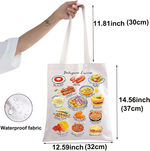 Vista 2 de BWWKTOP Bolsa de mano de cocina portuguesa Portugal Regalos de viaje Portugal Bolso de hombro Portuga Mercancía de viaje de Portugal