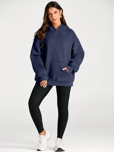 Vista 23 de Trendy Queen - Sudaderas extragrandes con capucha para mujer, suéteres de manga larga, sin botones, de vellón, de otoño, ropa de invierno