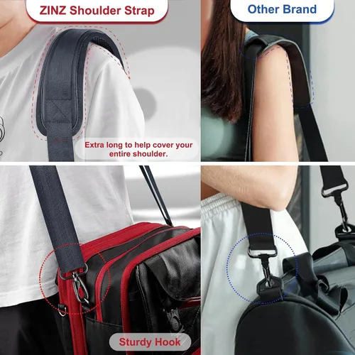 Vista 131 de ZINZ Correa de hombro universal de 59 pulgadas con almohadilla transpirable fija ultra gruesa, correa de hombro ajustable y resistente para bolsa