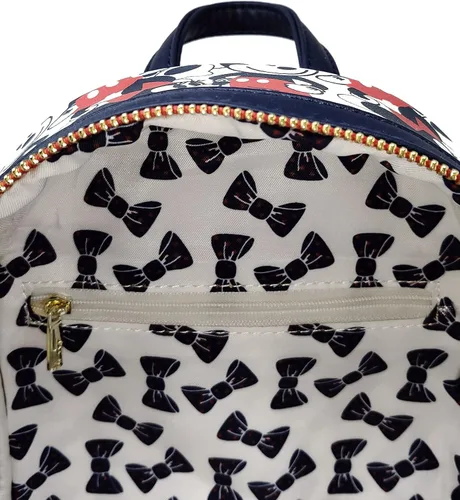 Vista 4 de Loungefly Disney Mickey Minnie Mouse Mini Mochila Bolso AOP Rojo Marino marino