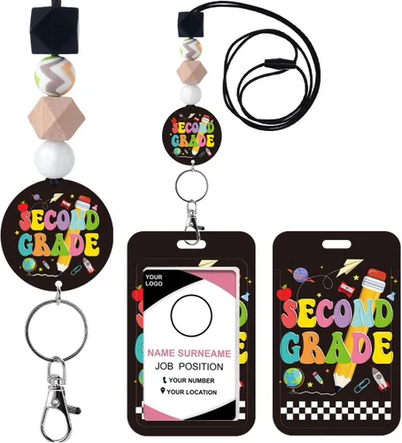 Vista 24 de Cordones para Profesores para Tarjetas de Identificación - Llavero Bohemio de Silicona con Cuentas Separables, Accesorios para Mujeres, Lindo