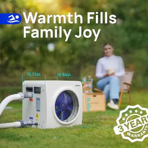 Vista 8 de AQUASTRONG Bomba de calor para piscina, calentador eléctrico para piscina sobre el suelo y en el suelo, calefacción y refrigeración para piscinas